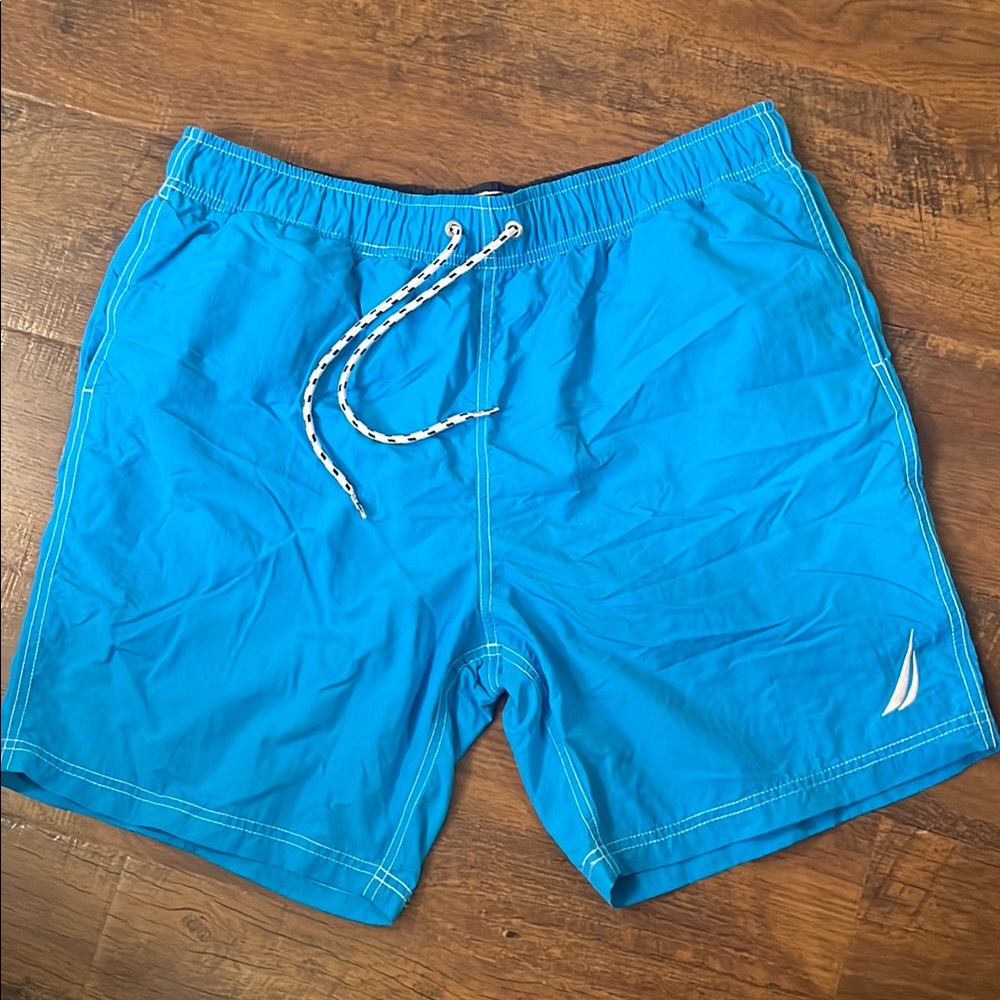 Nautica Blue Swim Trunks Quick-Drying Elastic Waist